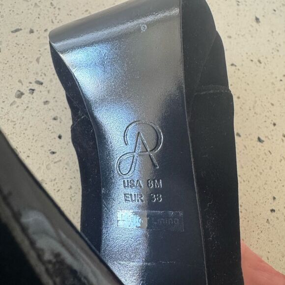 Adrianna Papell Black Velvet Mules Block Heel Peep Toe Dress Shoes Women’s Sz 8 - Picture 4 of 12